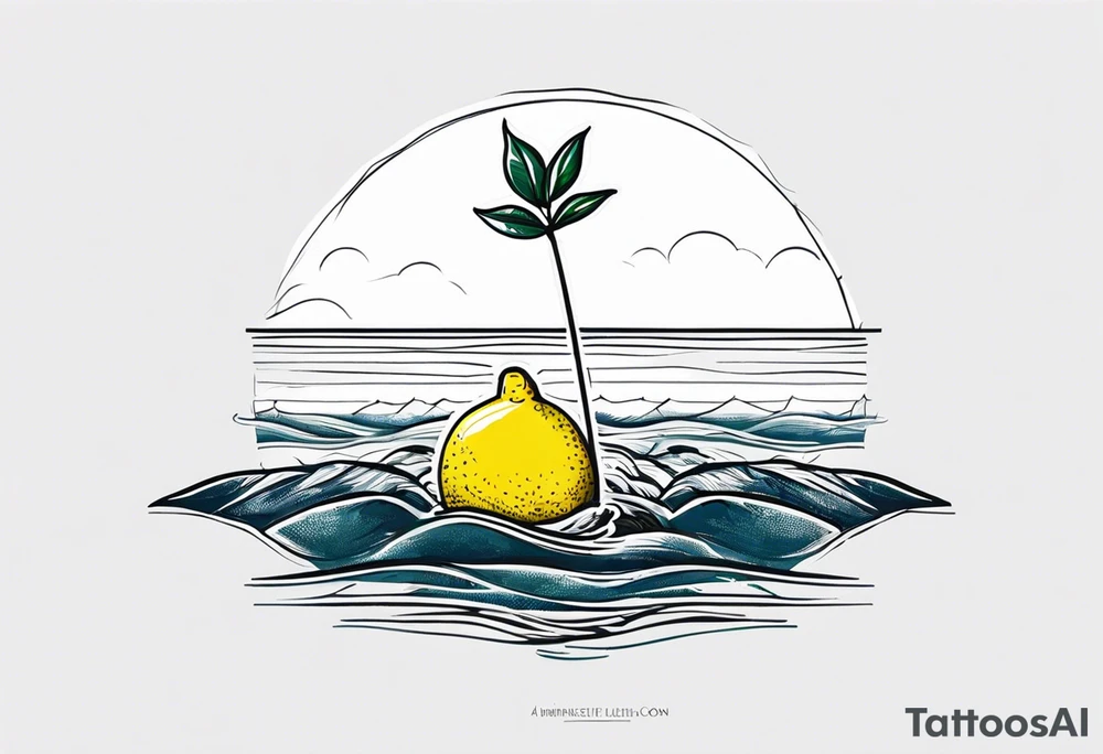 A lemon-Buoy with a leaf-flag on the ocean tattoo idea