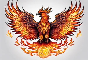 masculine phoenix on fire tattoo idea