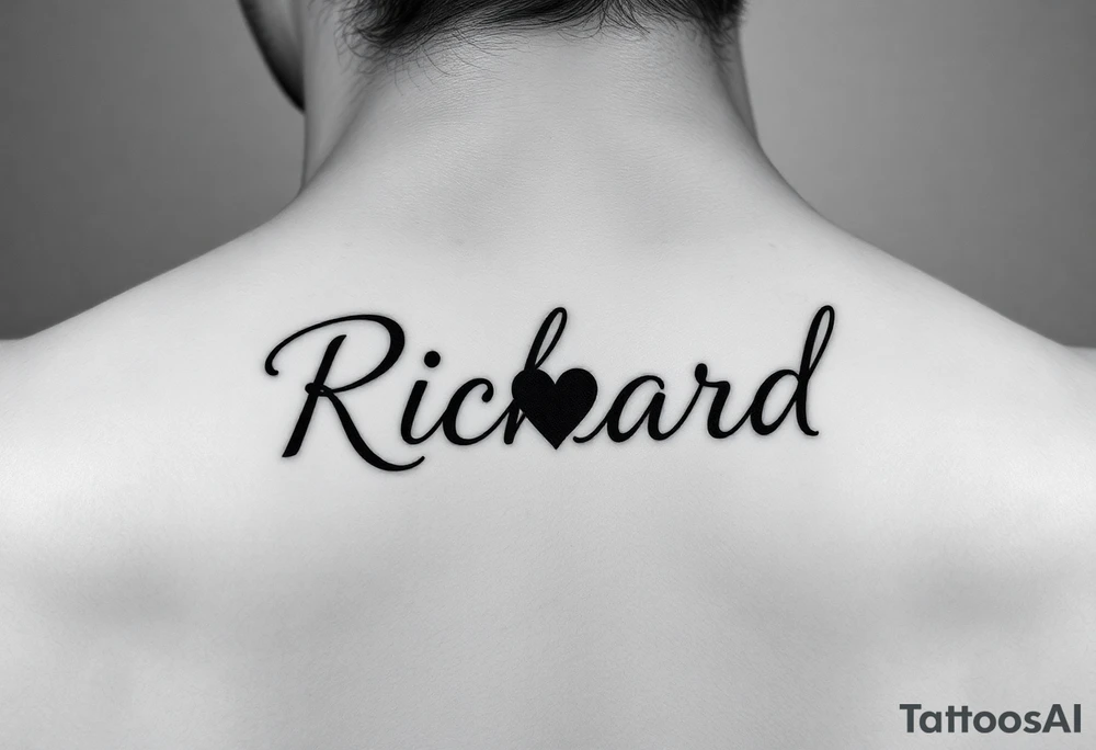 The name Richard in pretty handwriting with a heart for the dot on the i on my neck tattoo idea