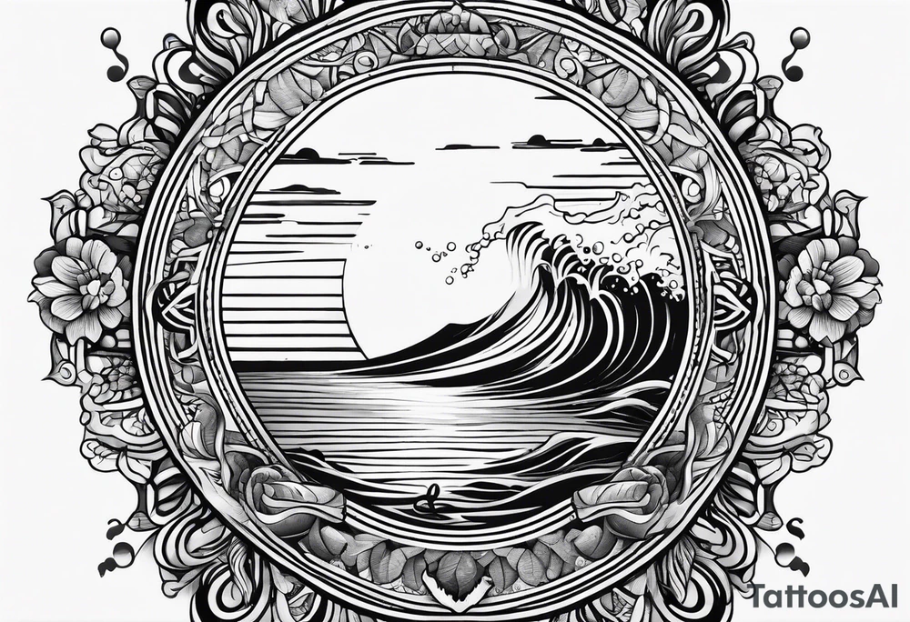 Sea and sunset tattoo.
Simple. black and white. tattoo idea