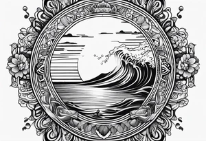 Sea and sunset tattoo.
Simple. black and white. tattoo idea