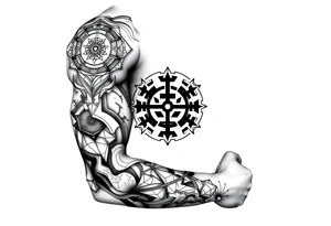 Geometry with jingjang symbol tattoo idea