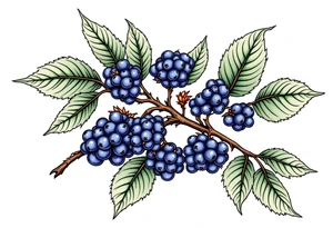 American traditional style Blackberry branch tattoo idea