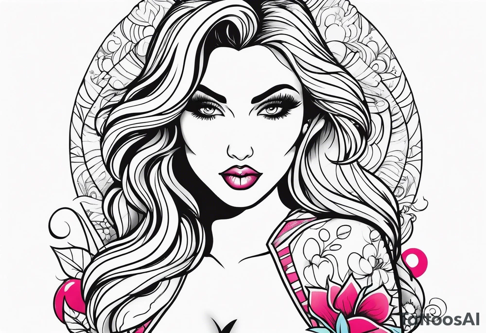 Big boobs woman tattoo idea
