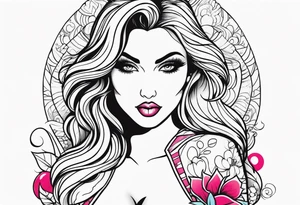 Big boobs woman tattoo idea