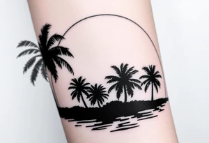 Palm trees, silhouette,  florida, water backround tattoo idea