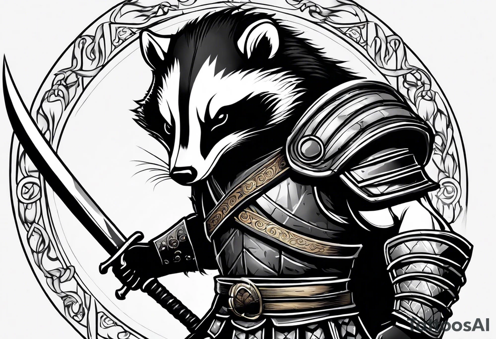Draw me badger/Gladiator with aggressive full body, killer face with a smile, very long nails and he attacks like a Bloody Gladiator to enemy and also, he has very deadly looking. The only weapon is his braveness he fights with his nails. Everybody scares after their first sight. And horror type Badger this is with a full body. tattoo idea