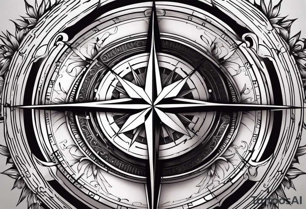holy cross inside a compass tattoo idea
