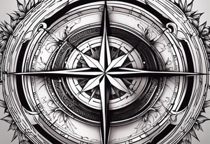 holy cross inside a compass tattoo idea
