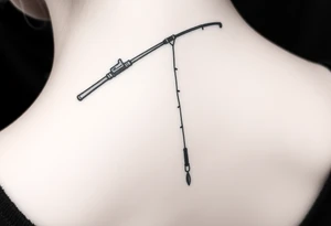 Old fishing rod with South Carolina state dangling as if caught tattoo idea