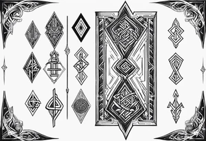 vertical rune tattoo with 4-5 symbols tattoo idea