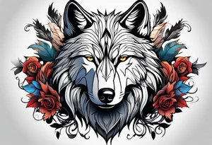 Wolf with crow tattoo idea