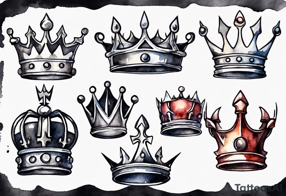 a watercolor of a simple iron crown tattoo idea
