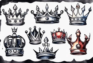 a watercolor of a simple iron crown tattoo idea