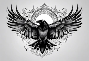 crow tattoo with wings tattoo idea