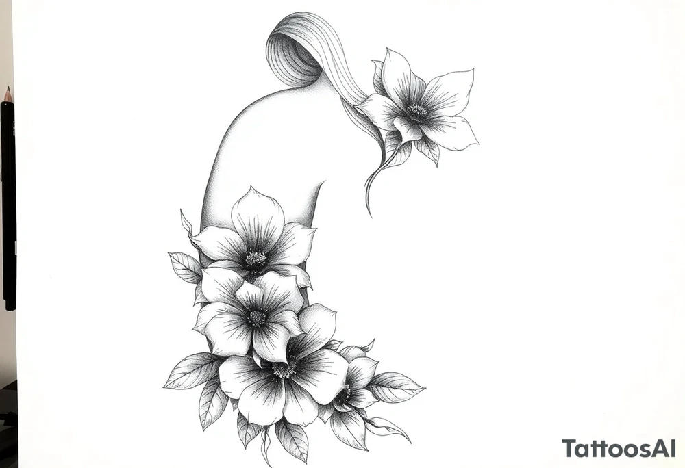 feminine flower sleeve tattoo idea