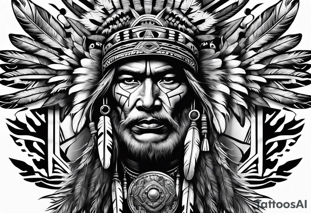 Native american on motorcycle tattoo idea