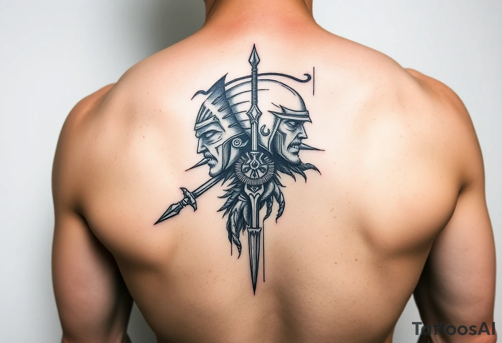 Warrior on the back of forearm tattoo idea