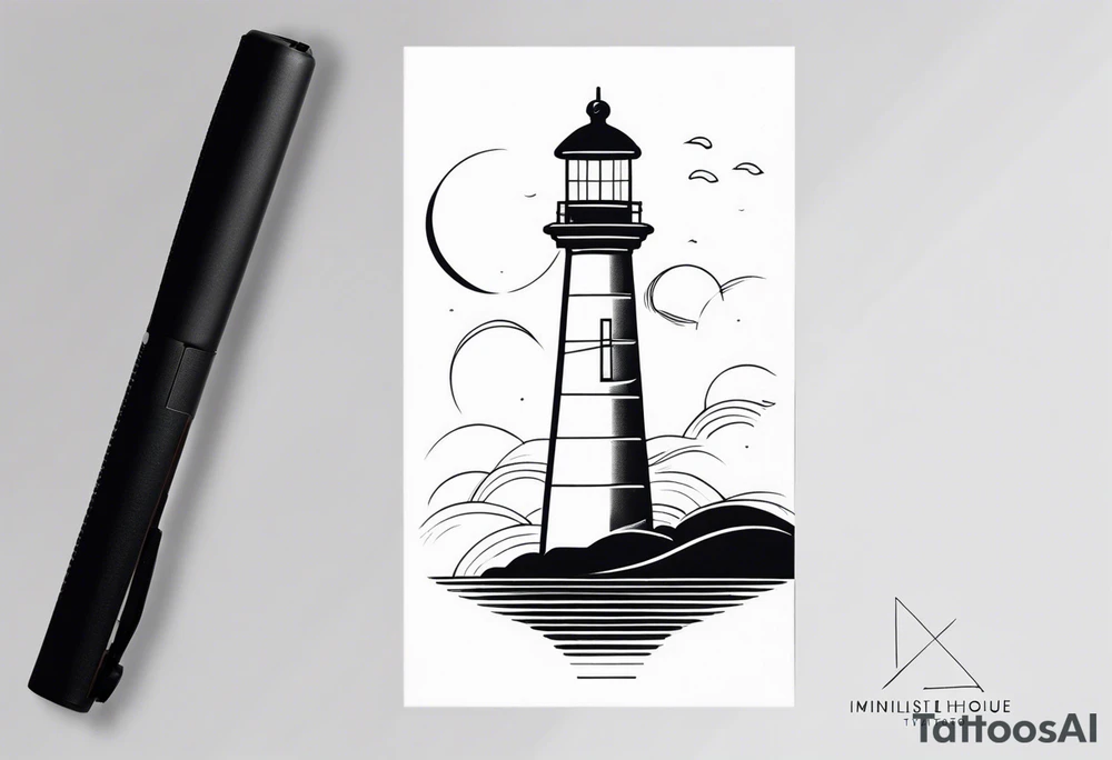 lighthouse in very fine line tattoo idea