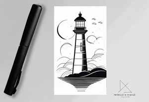 lighthouse in very fine line tattoo idea
