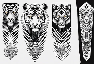 Forearm sleeve tattoo with a tiger and electricity tattoo idea