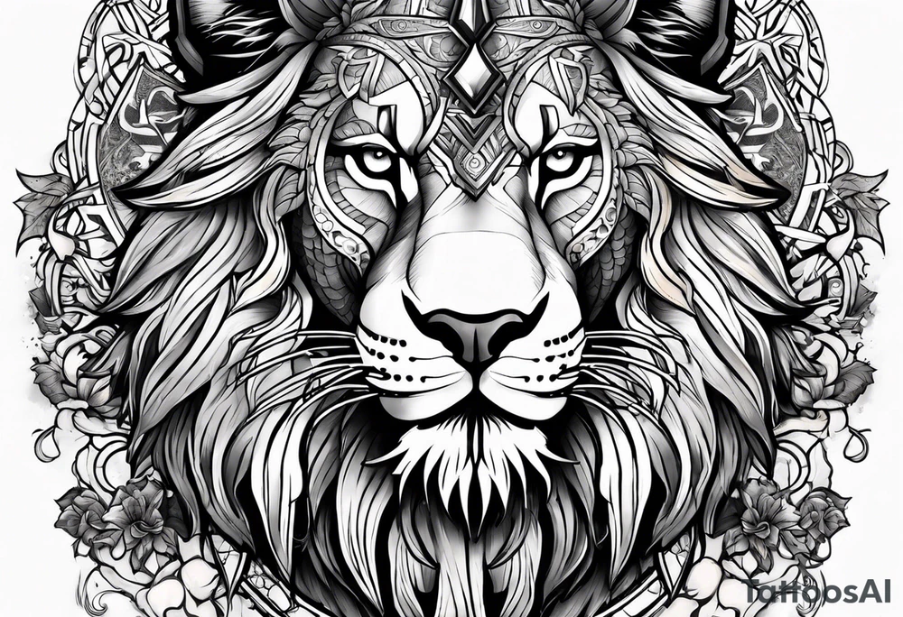 Cross, Vikings and a lion tattoo idea