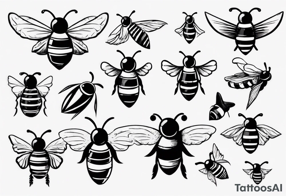 comic biene im flug tattoo idea