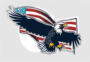 eagle flying holding American flag with beak tattoo idea