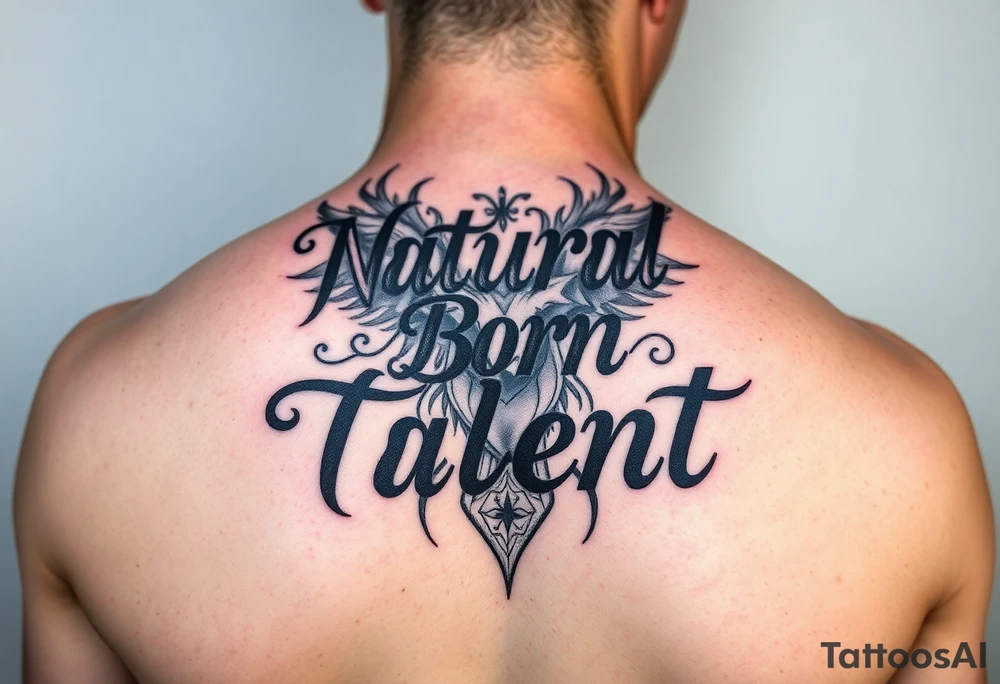 Using the words "Natural Born Talent" create a unique and rare tattoo tattoo idea