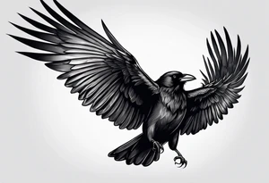 Crow flying staring facing front with wings wide open should be old school tattoo idea