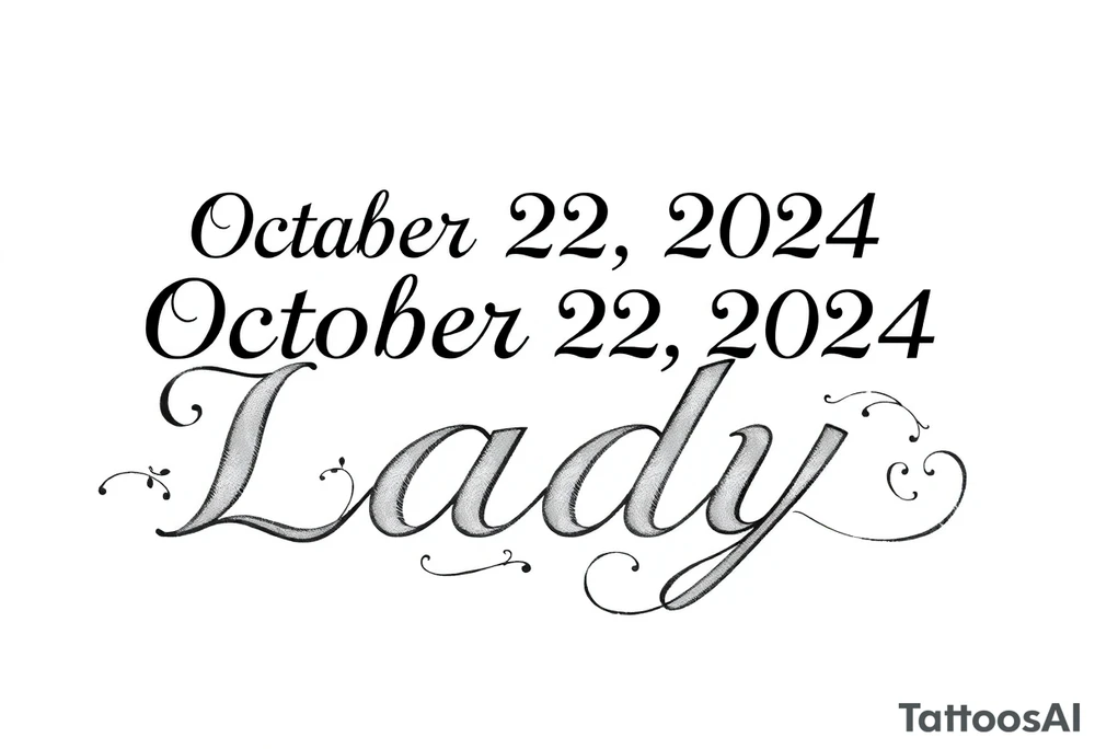 the date October 22, 2024. the name ‘Lady’. With salsa music elements. tattoo idea