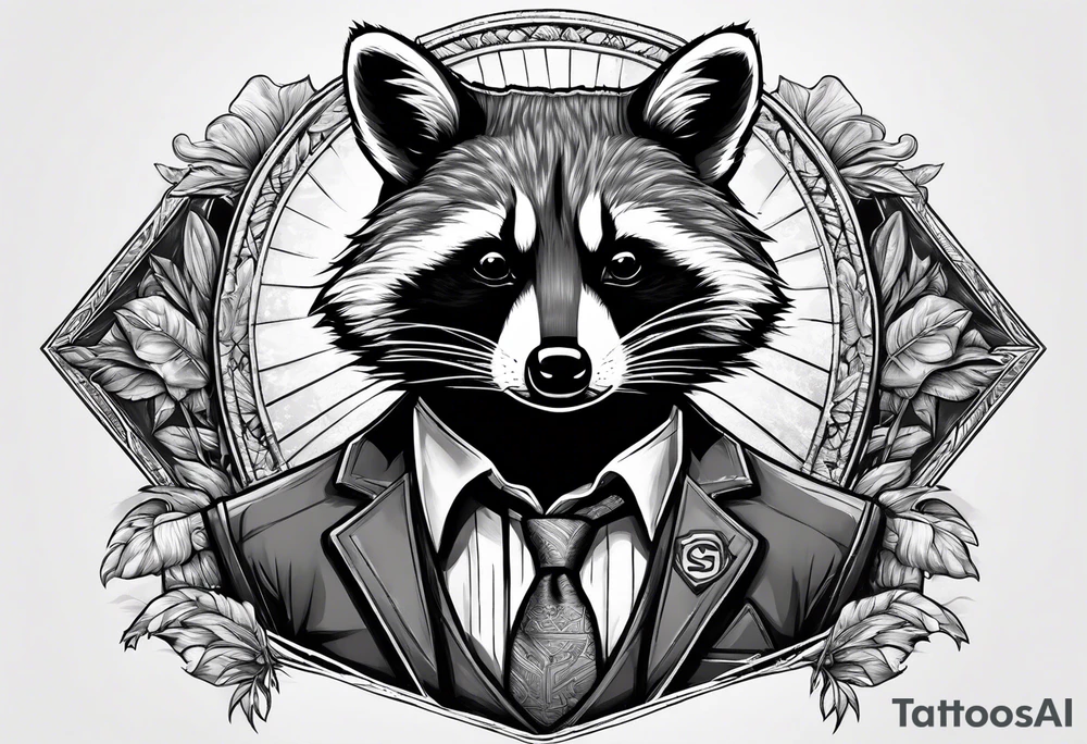 raccoon wearing a Superman t-shirt tattoo idea