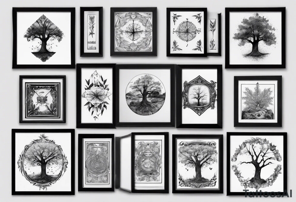 POV under a tree square framed tattoo idea