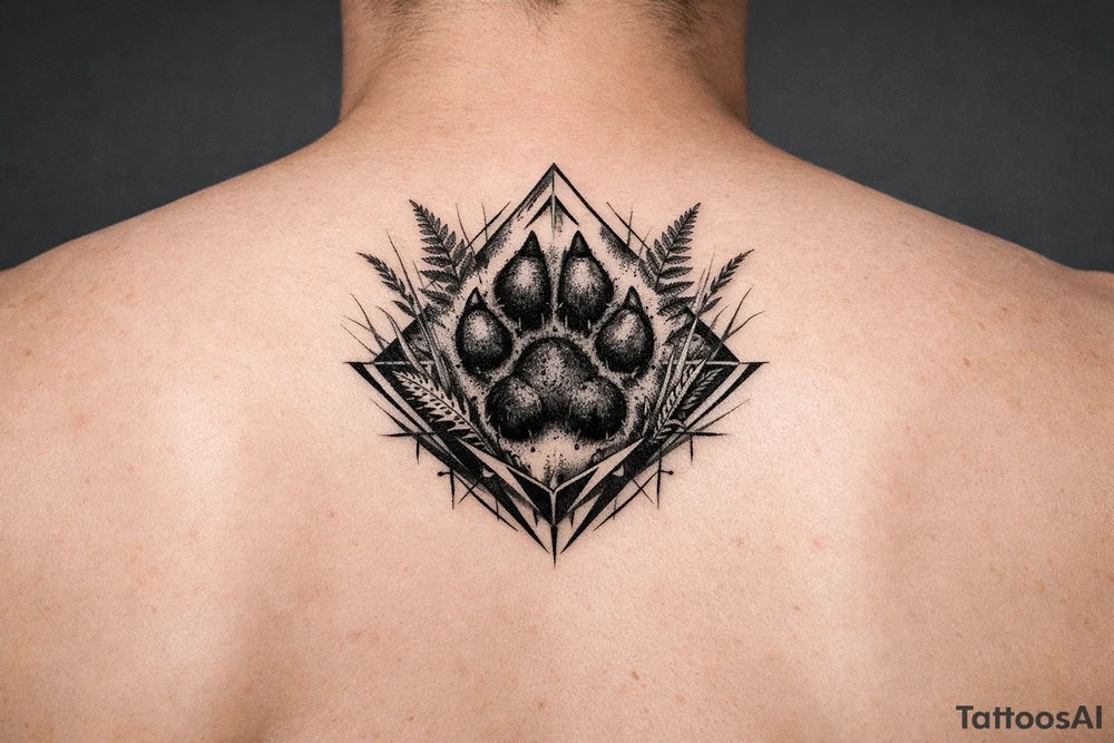Kapradí, traviny, geometrie, otisk packy psa tattoo idea