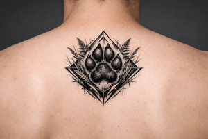 Kapradí, traviny, geometrie, otisk packy psa tattoo idea