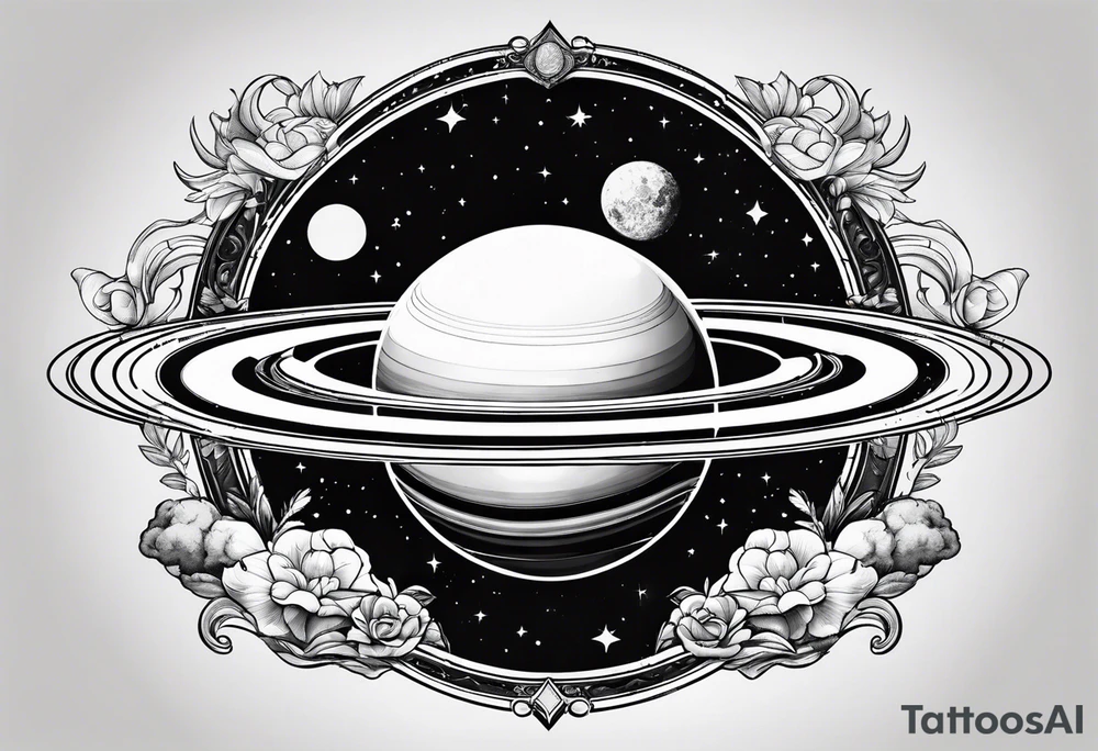 saturn in a mirror tattoo idea