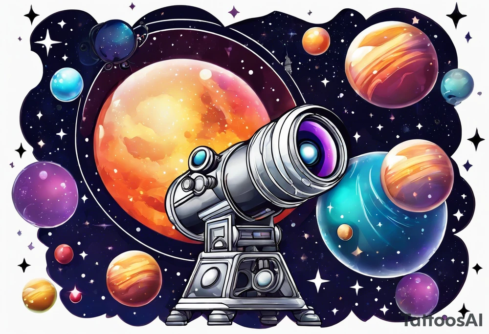Bubbles outer space telescope tattoo idea