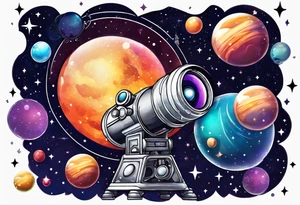 Bubbles outer space telescope tattoo idea