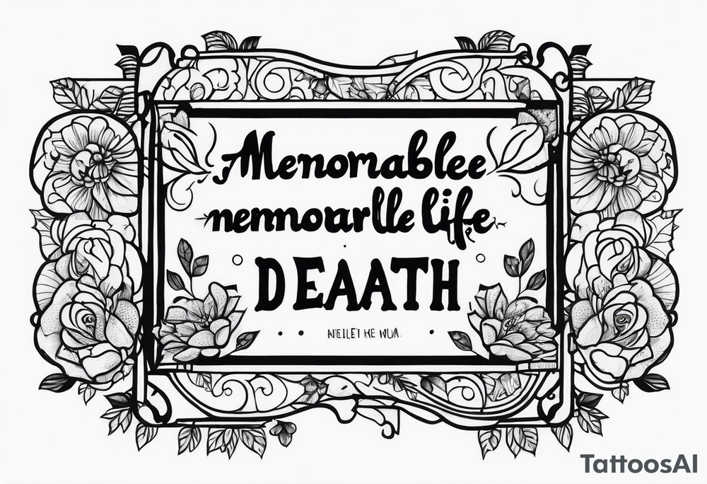 armband with these words: memorable life honorable death tattoo idea