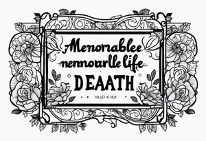 armband with these words: memorable life honorable death tattoo idea