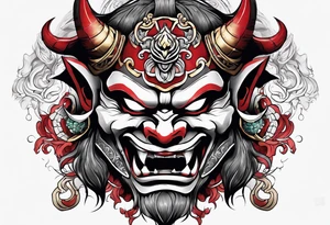 Oni mask tattoo idea