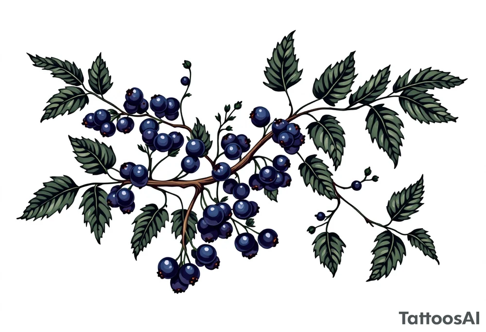 American traditional style Blackberry vine in a line tattoo idea