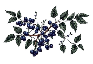 American traditional style Blackberry vine in a line tattoo idea