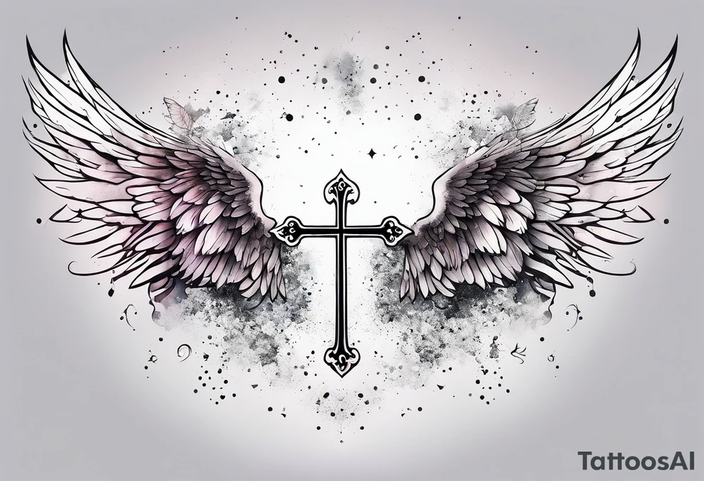 Constellation, Angel wing , snow , cross tattoo idea