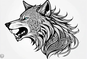 Side view Angry celtic wolf tattoo idea
