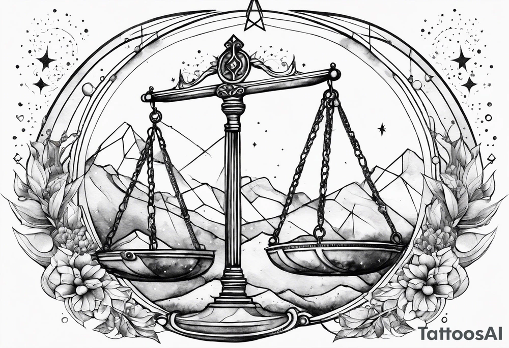 Geometric libra with constellation tattoo idea