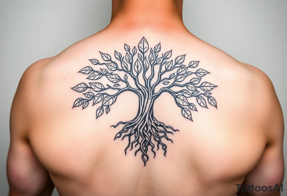 Tree of life some leaves with expansive roots 
Vintage looking Celtic feel tattoo idea