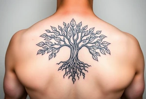 Tree of life some leaves with expansive roots 
Vintage looking Celtic feel tattoo idea