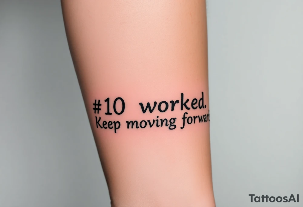 “#10 worked. Keep moving forward” tattoo idea