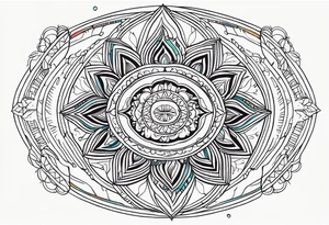 Mirrored style. Mexican mandala design fine line whimsical tattoo idea